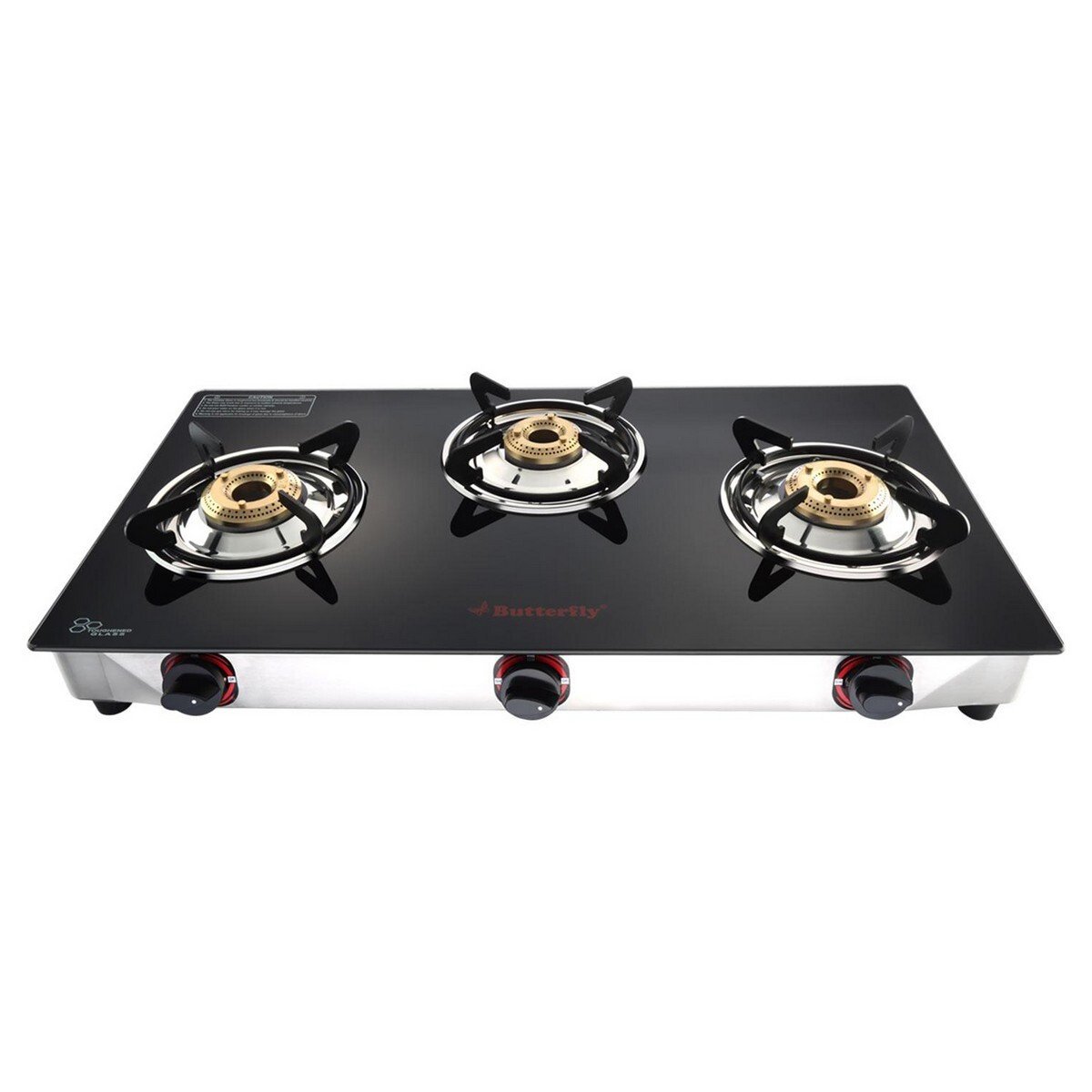 Butterfly Trio Plus Glass Top 3 Burner Gas Stove